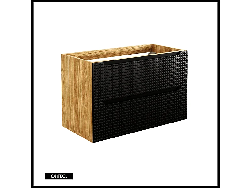 Meuble sous vasque de 90 cm - Noir - 2 tiroirs - SETTA