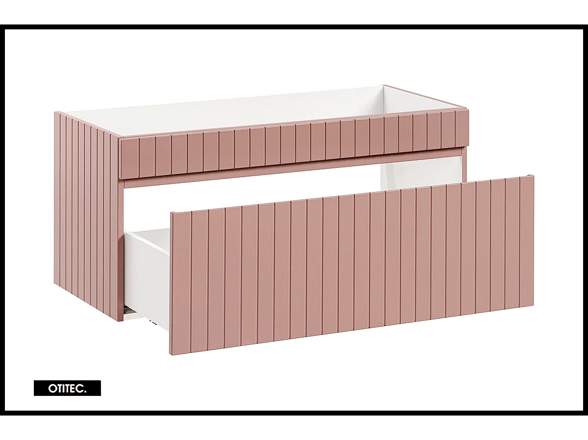 Meuble sous vasque de 100 cm - Rose - 1 tiroir - MINO