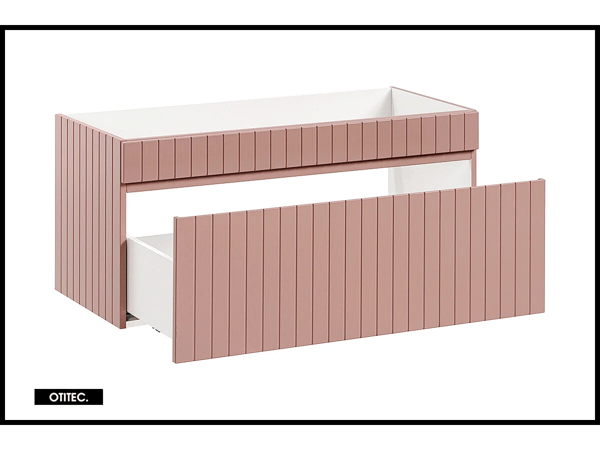 Meuble sous vasque de 100 cm - Rose - 1 tiroir - MINO