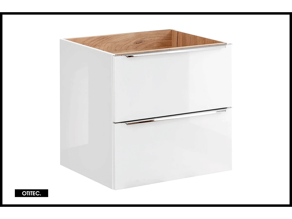 Meuble sous vasque de 60 cm - Blanc - 2 tiroirs - LISOA
