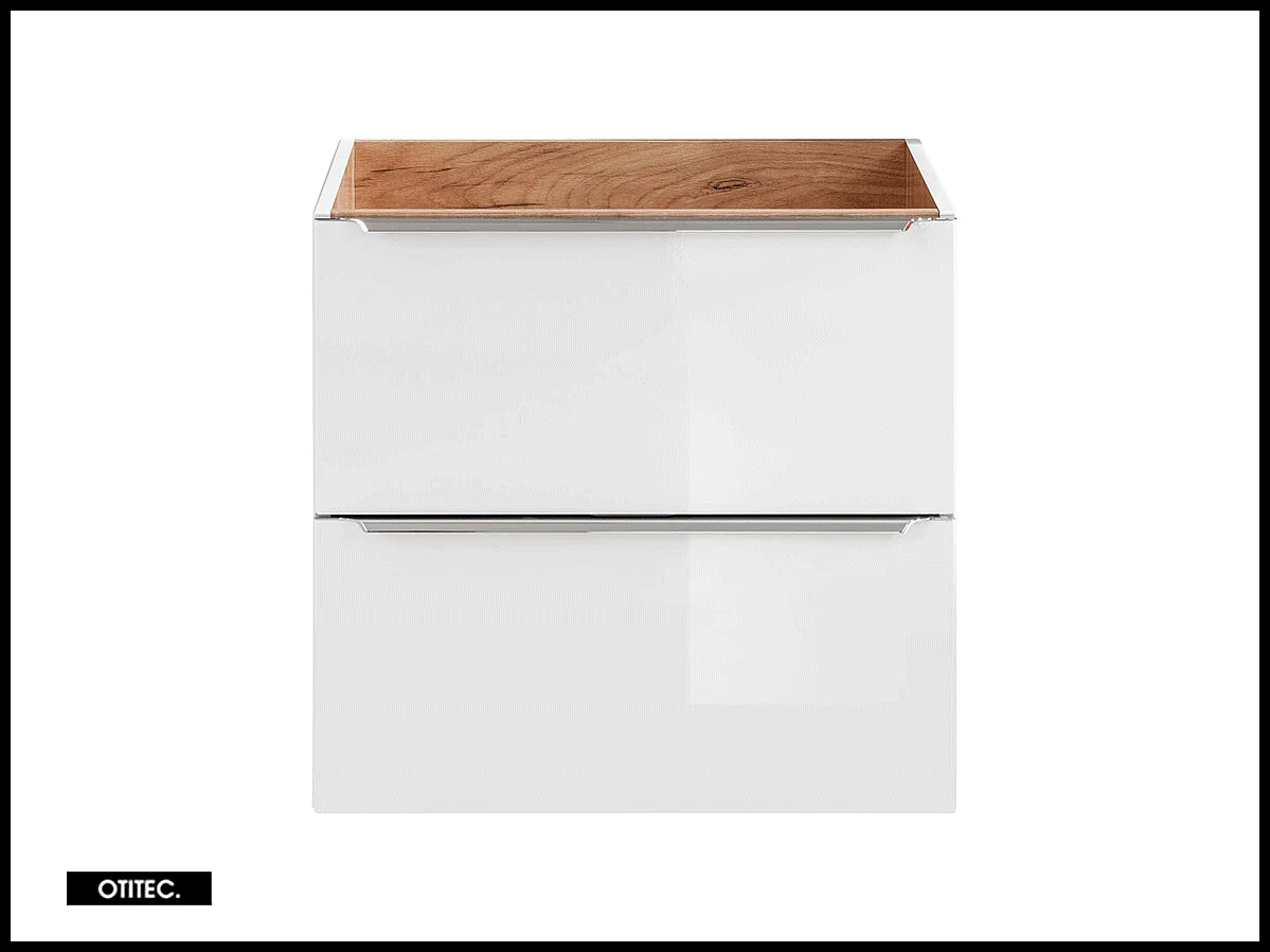 Meuble sous vasque de 60 cm - Blanc - 2 tiroirs - LISOA