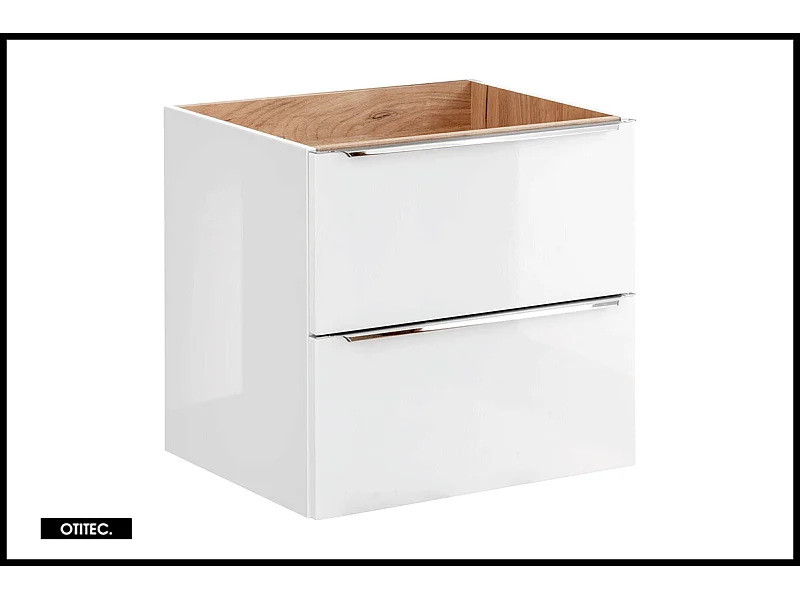Meuble sous vasque de 60 cm - Blanc - 2 tiroirs - LISOA