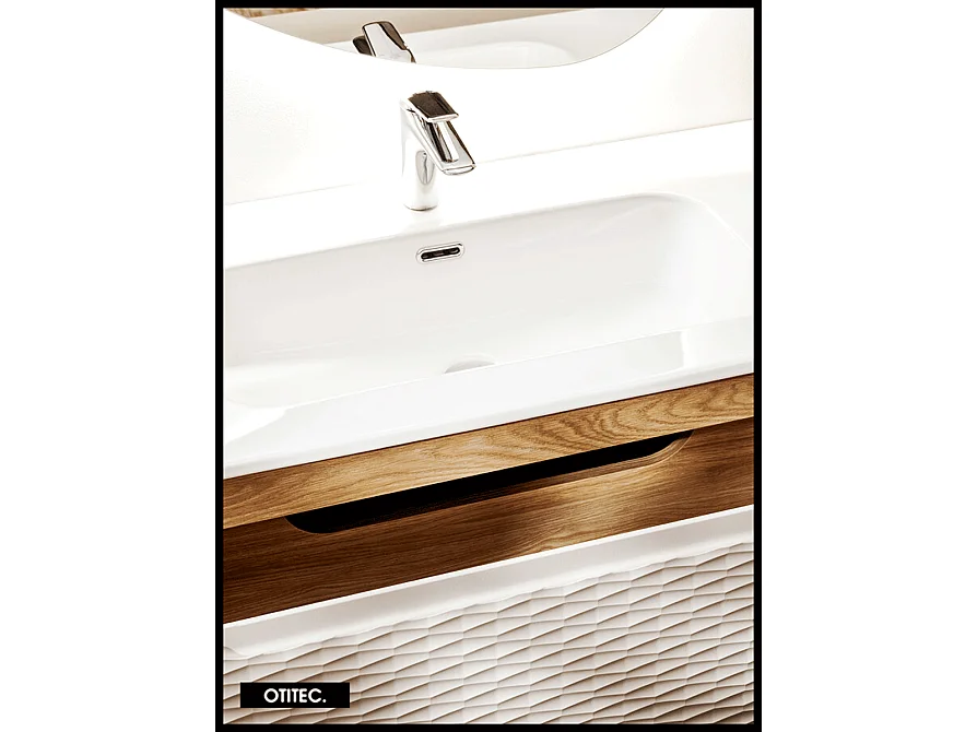 Meuble sous vasque de 90 cm - Beige - 2 tiroirs - SEA