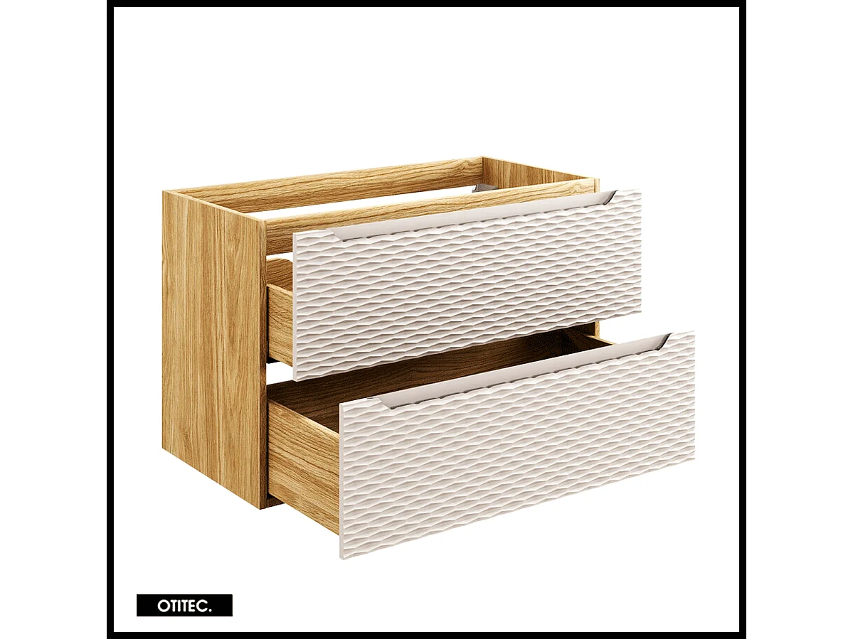 Meuble sous vasque de 90 cm - Beige - 2 tiroirs - SEA