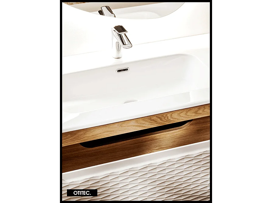 Meuble sous vasque de 90 cm - Beige - 2 tiroirs - SEA