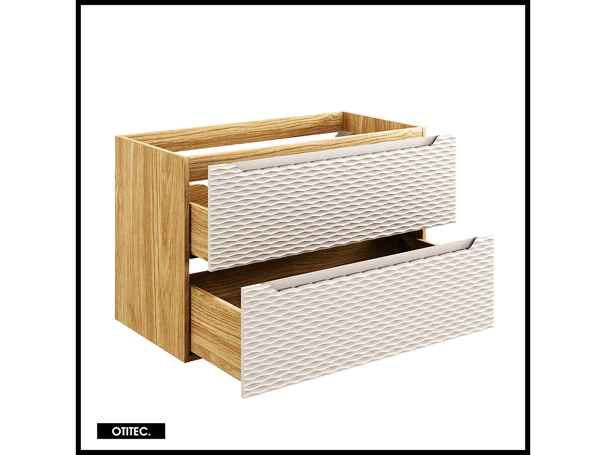 Meuble sous vasque de 90 cm - Beige - 2 tiroirs - SEA