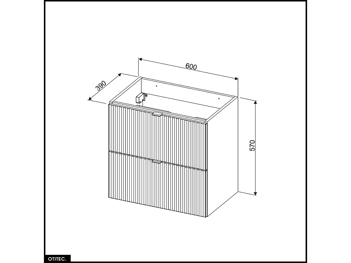 Meuble sous vasque - 60 cm - 2 tiroirs - ROSEAU