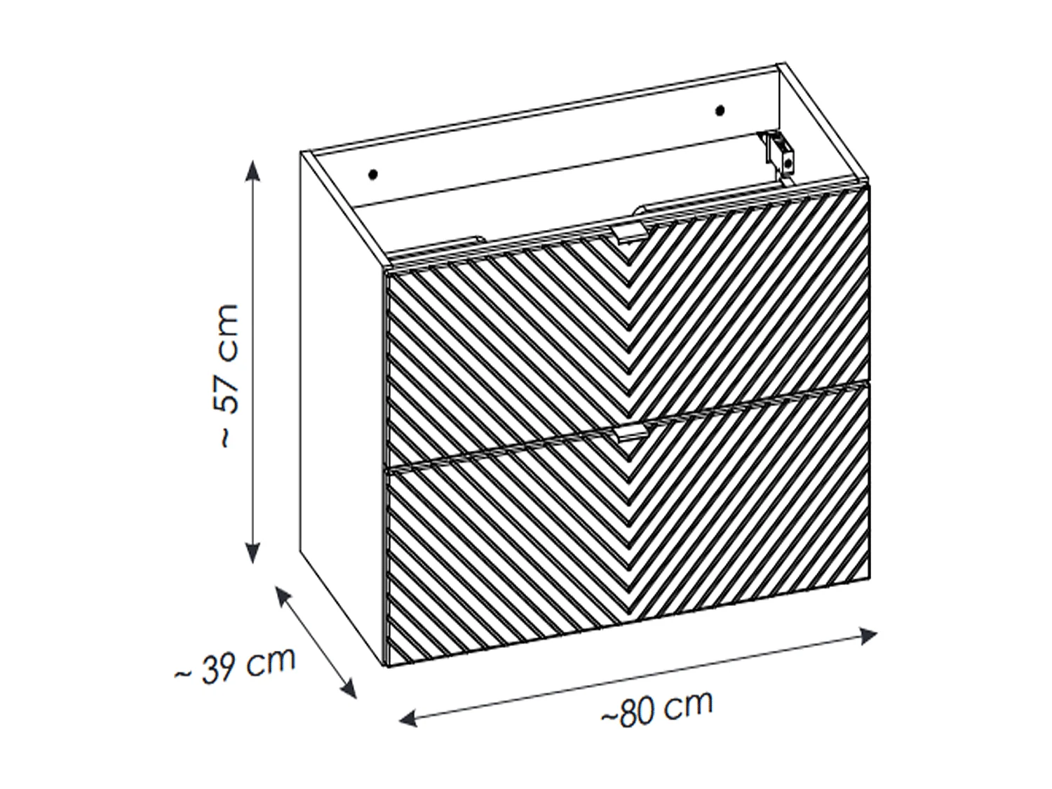Meuble sous vasque de 80 cm - 2 tiroirs - DANO