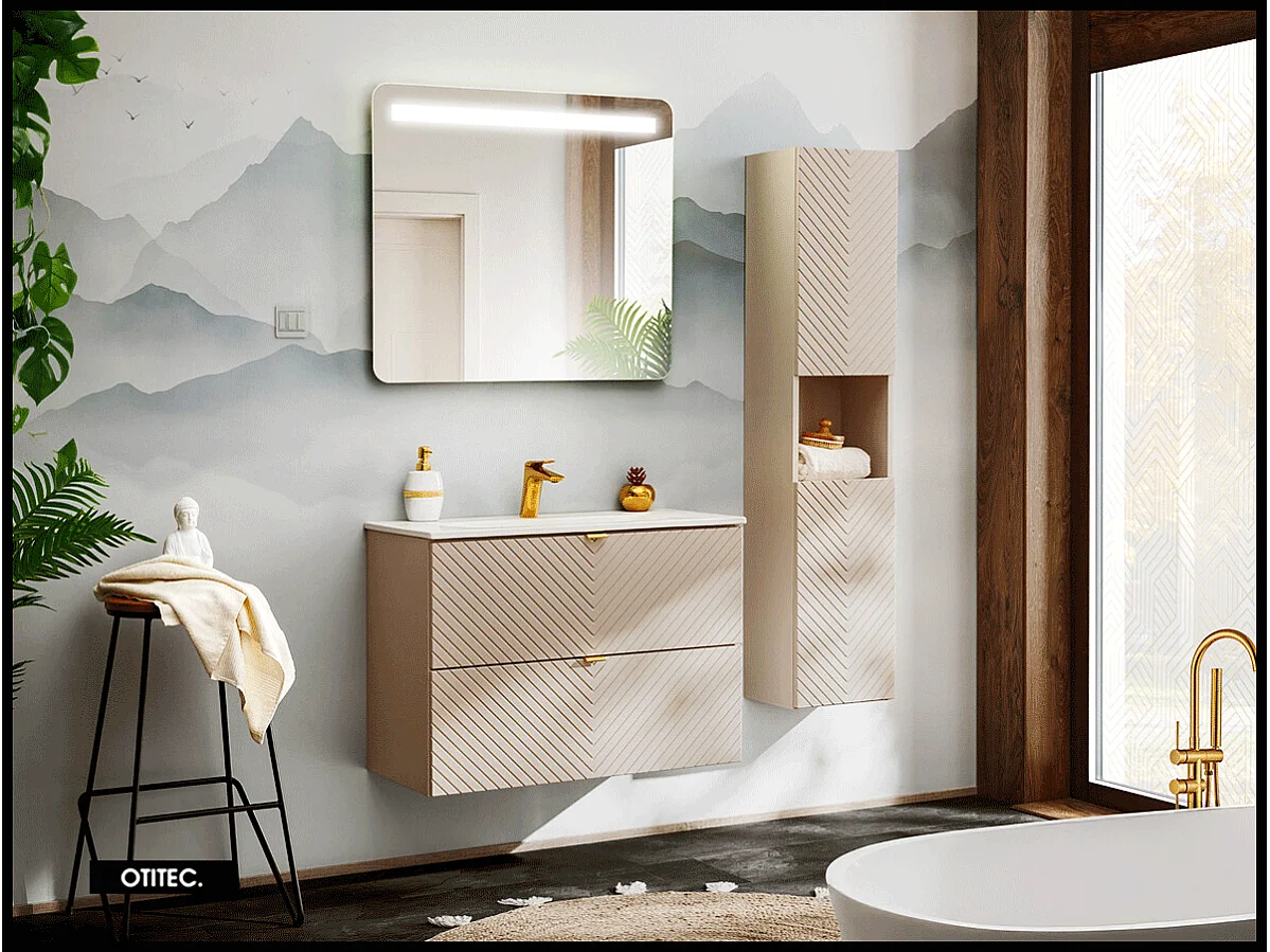 Meuble sous vasque de 80 cm - 2 tiroirs - DANO