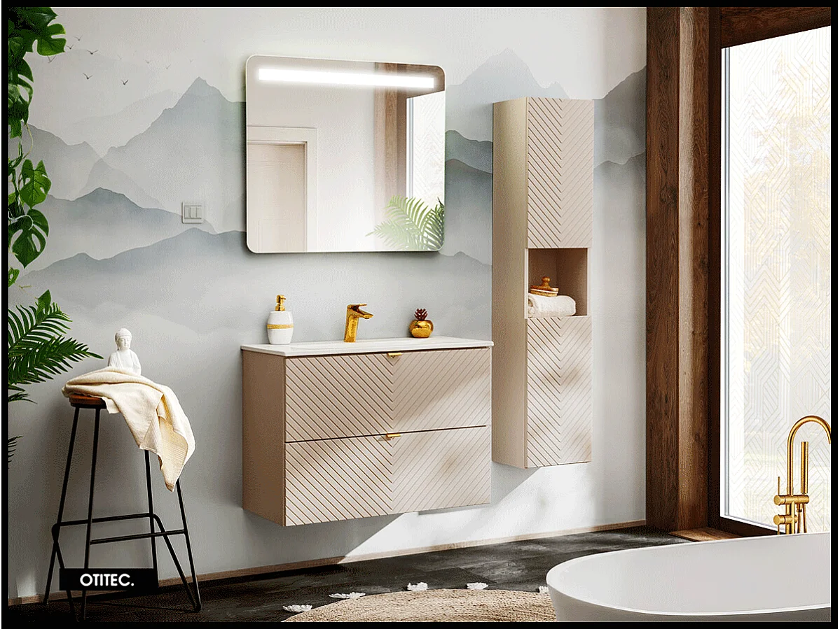 Meuble sous vasque de 80 cm - 2 tiroirs - DANO