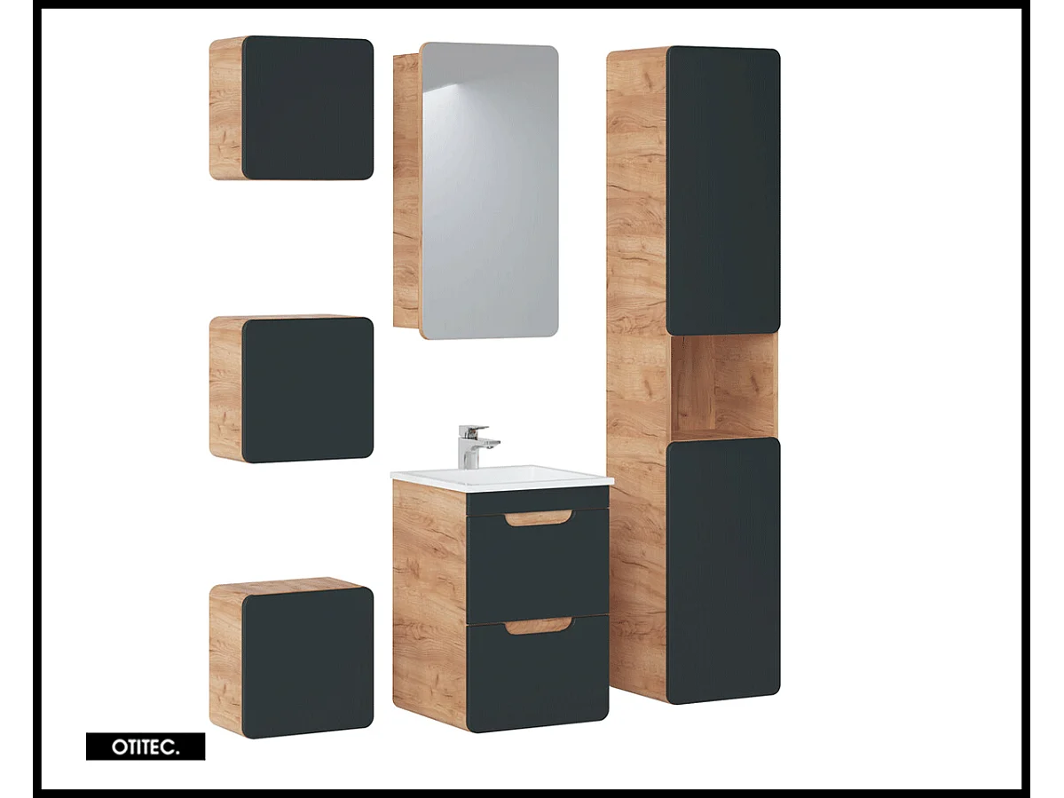 Meuble sous vasque de 40 cm - Gris - 2 tiroirs - PASTI