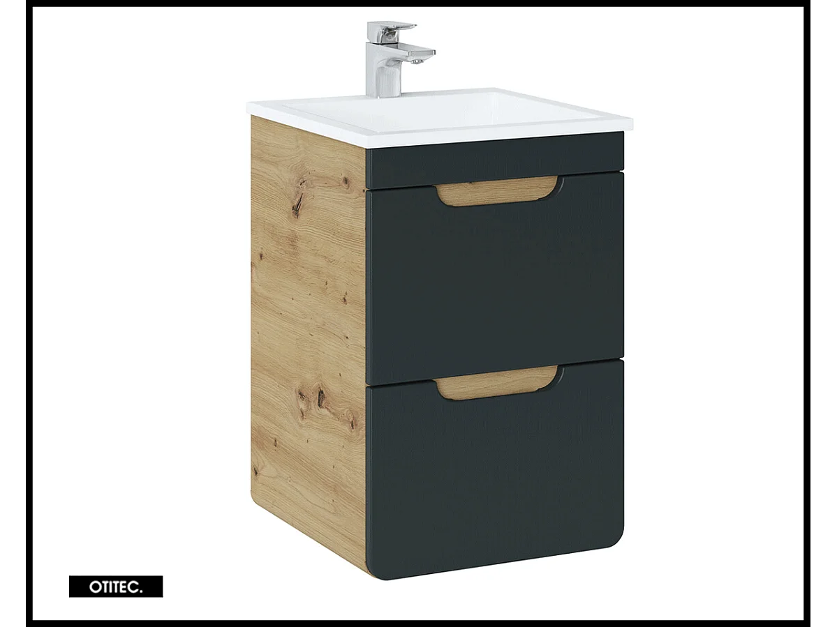 Meuble sous vasque de 40 cm - Gris - 2 tiroirs - PASTI