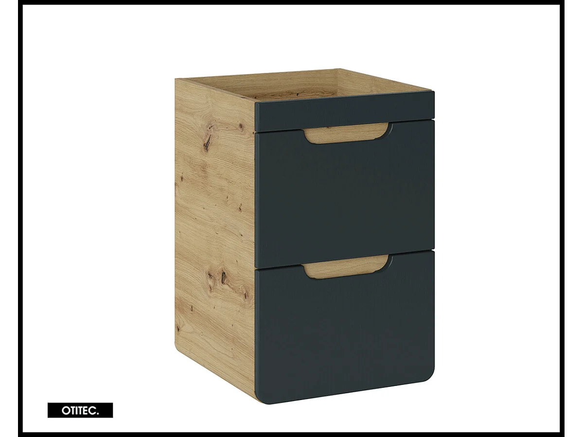 Meuble sous vasque de 40 cm - Gris - 2 tiroirs - PASTI