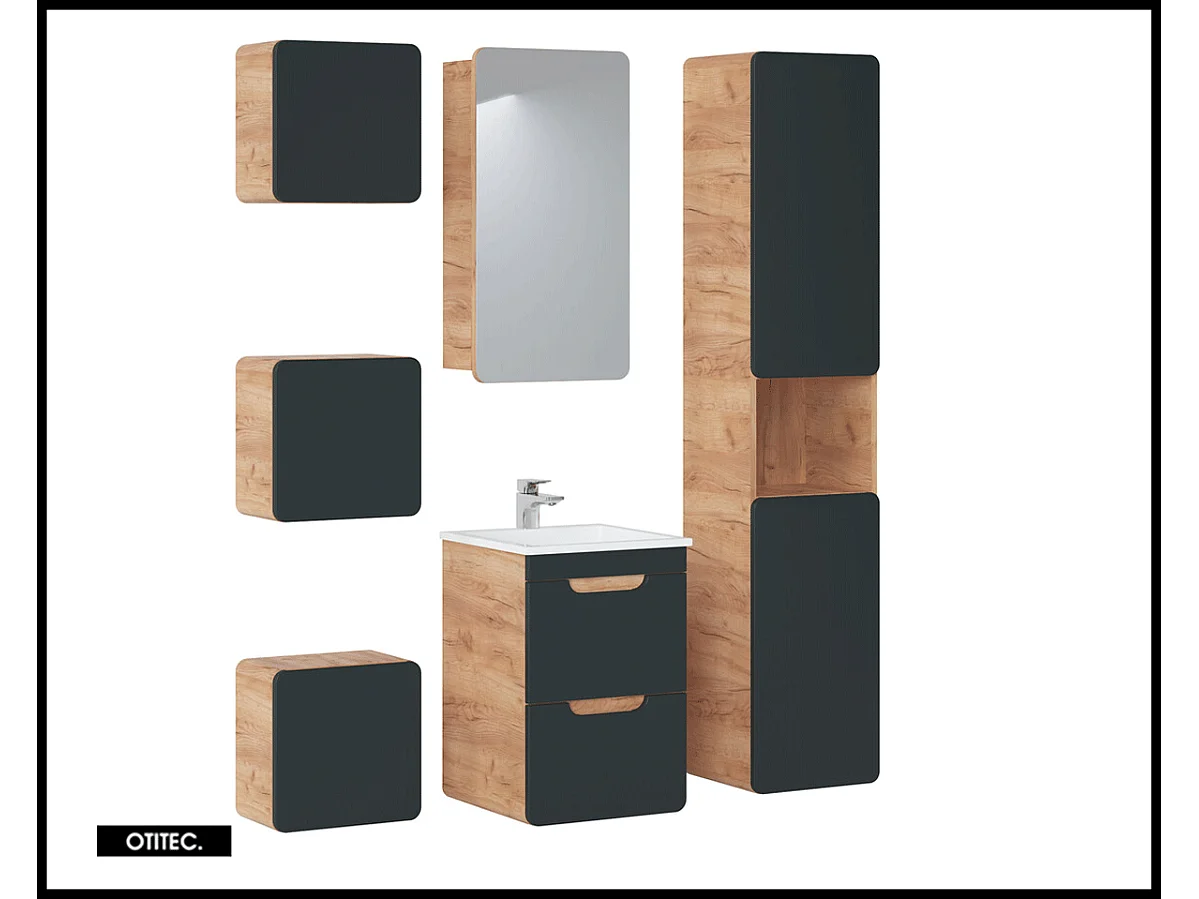 Meuble sous vasque de 40 cm - Gris - 2 tiroirs - PASTI