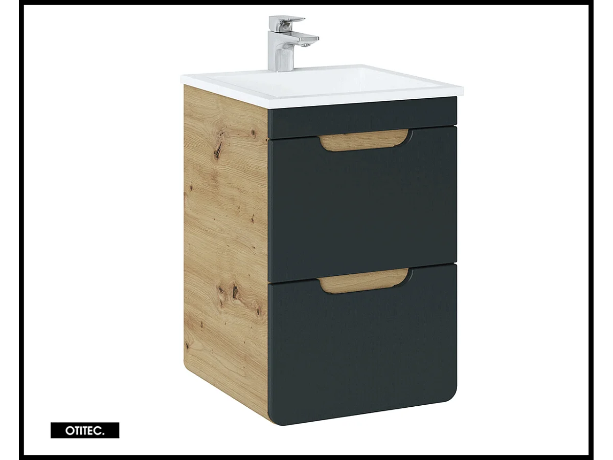 Meuble sous vasque de 40 cm - Gris - 2 tiroirs - PASTI