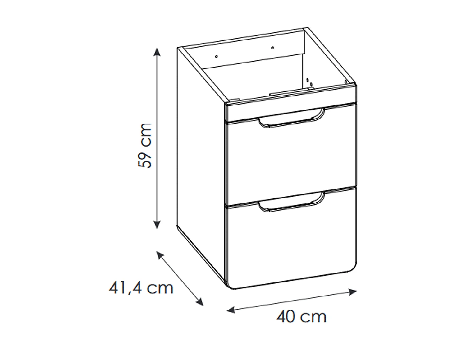 Meuble sous vasque de 40 cm - Gris - 2 tiroirs - PASTI