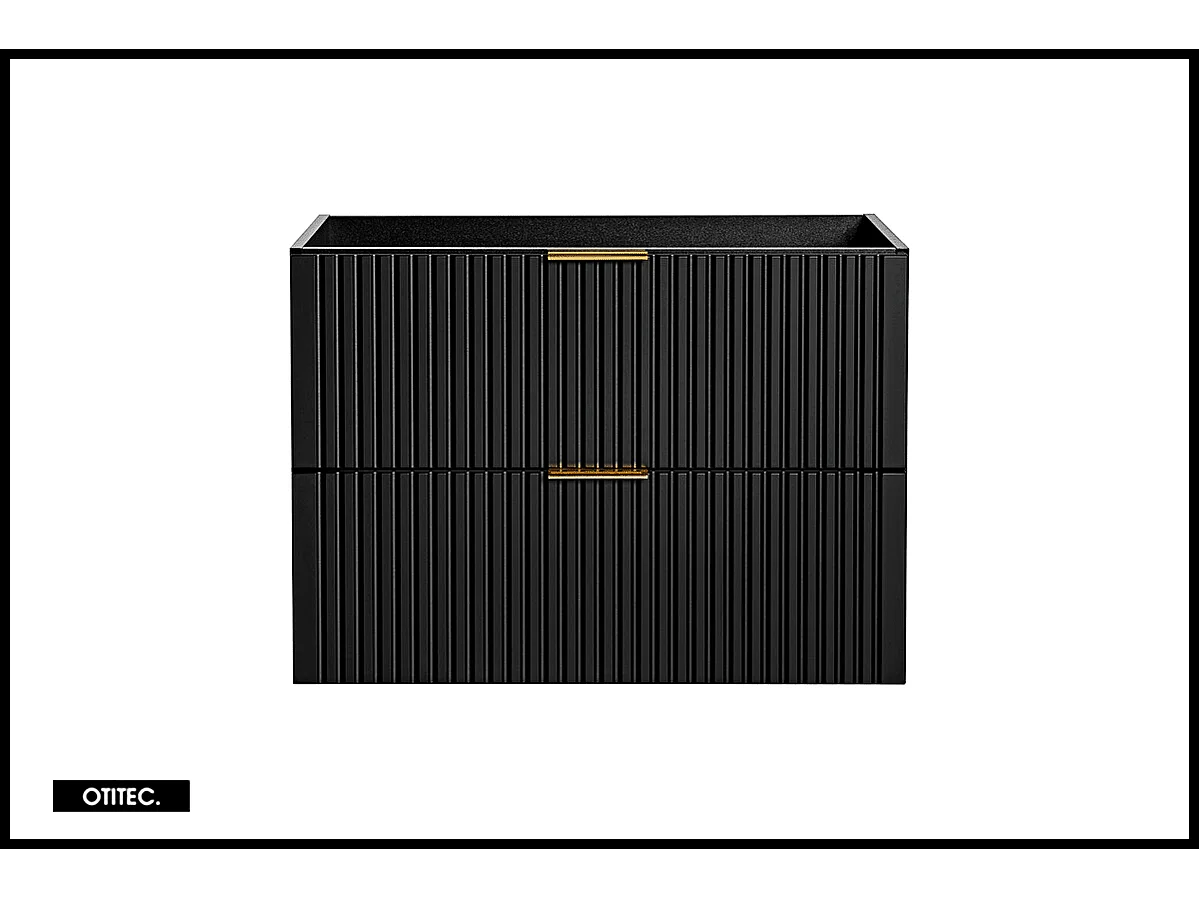 Meuble sous vasque de 80 cm - Noir - 2 tiroirs - LIVA