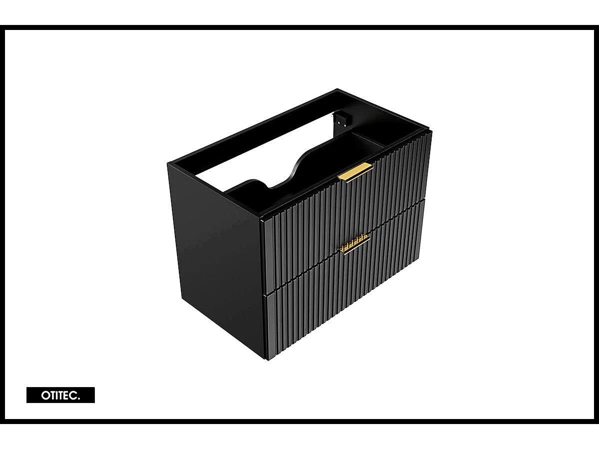 Meuble sous vasque de 80 cm - Noir - 2 tiroirs - LIVA