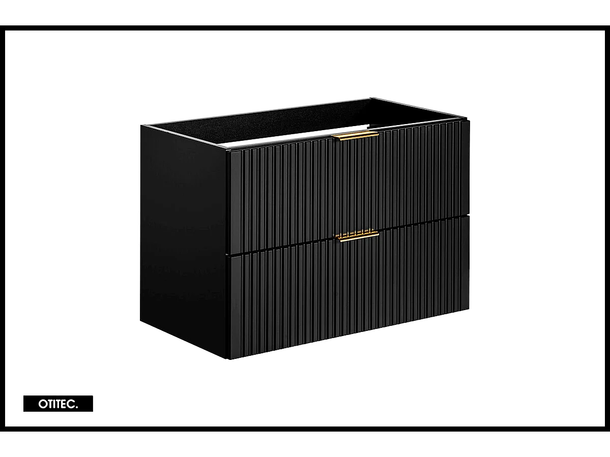 Meuble sous vasque de 80 cm - Noir - 2 tiroirs - LIVA