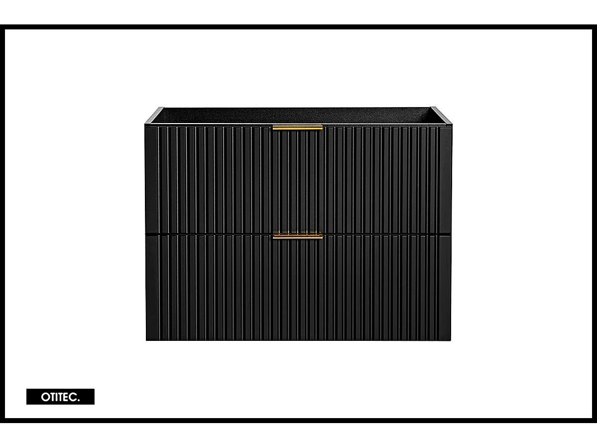 Meuble sous vasque de 80 cm - Noir - 2 tiroirs - LIVA