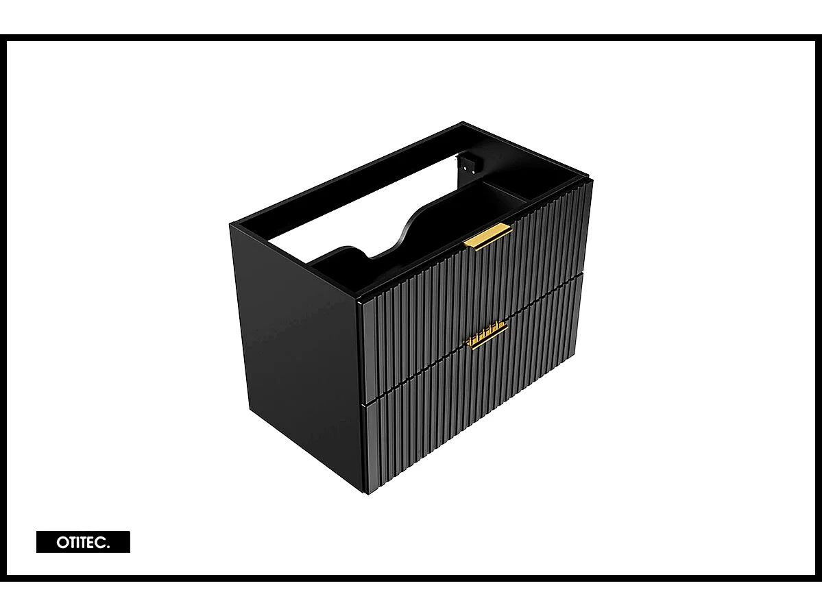 Meuble sous vasque de 80 cm - Noir - 2 tiroirs - LIVA