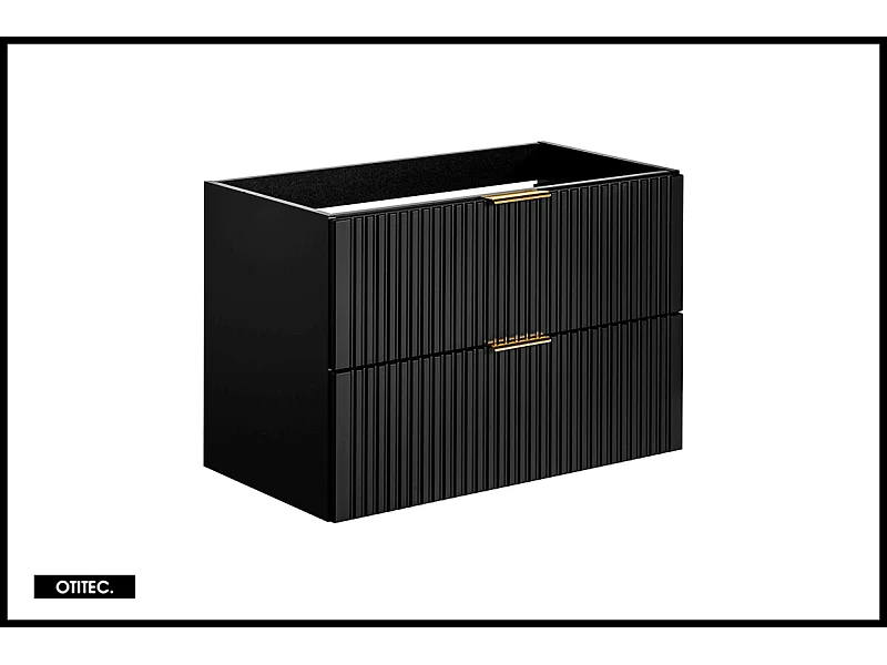 Meuble sous vasque de 80 cm - Noir - 2 tiroirs - LIVA