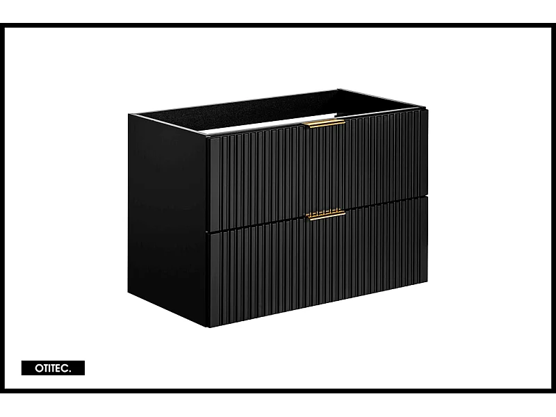 Meuble sous vasque de 80 cm - Noir - 2 tiroirs - LIVA