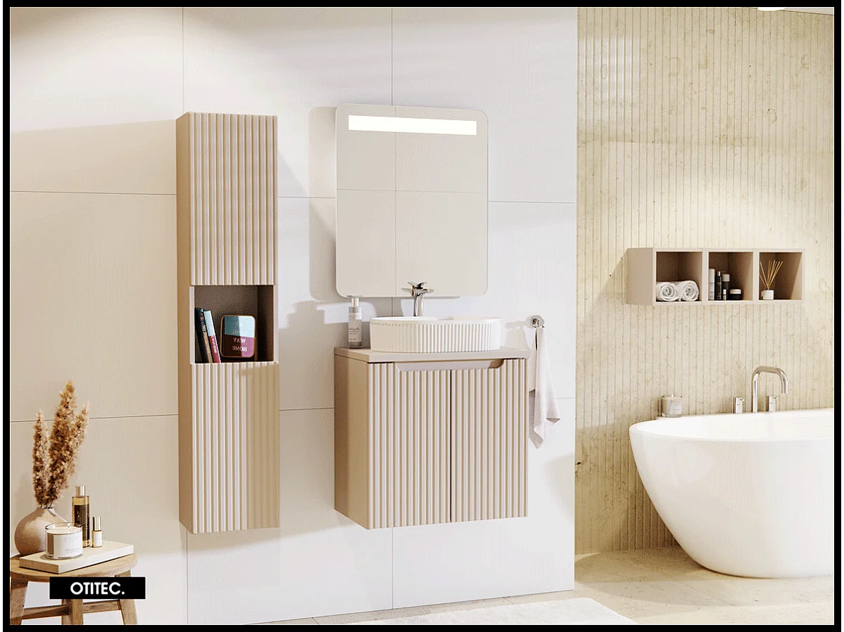 Meuble sous vasque de 60 cm - Cachemire Mat - 2 portes - VOLTA