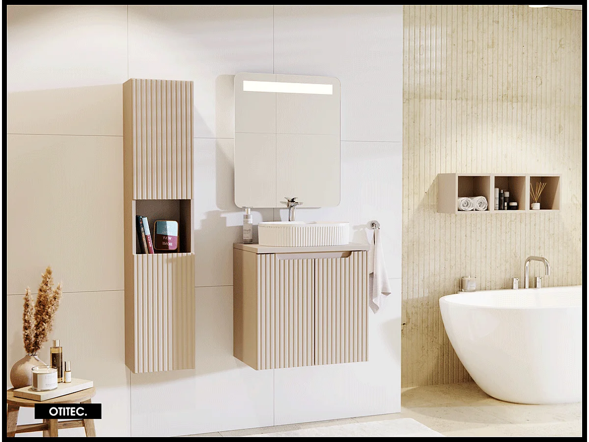 Meuble sous vasque de 60 cm - Cachemire Mat - 2 portes - VOLTA