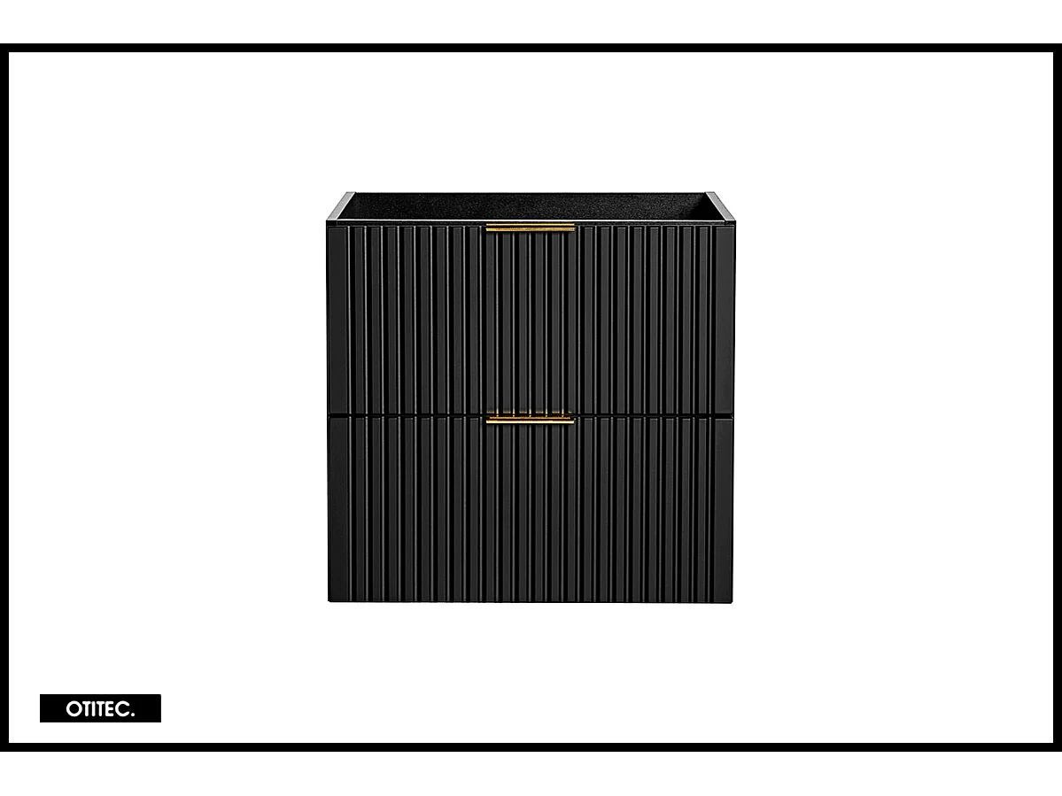 Meuble sous vasque de 60 cm - Noir - 2 tiroirs - LIVA