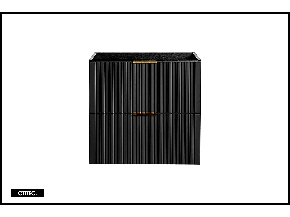 Meuble sous vasque de 60 cm - Noir - 2 tiroirs - LIVA