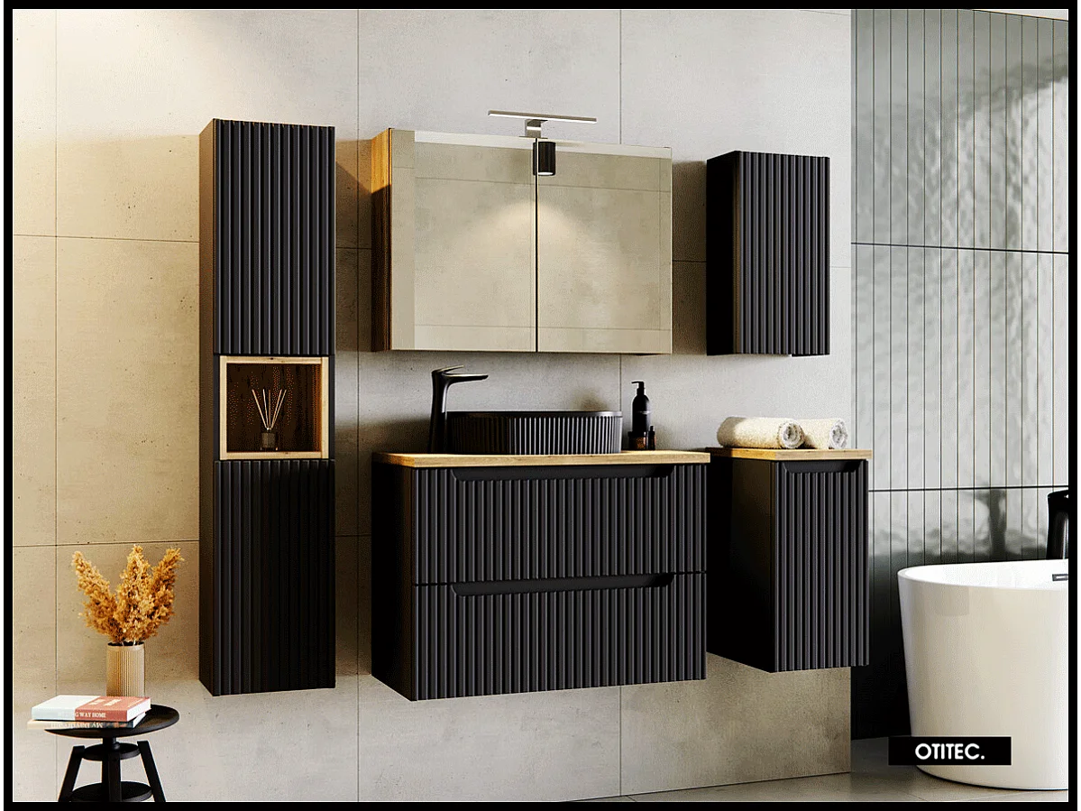 Meuble sous vasque de 30 cm - Noir - 1 porte - VOLTA