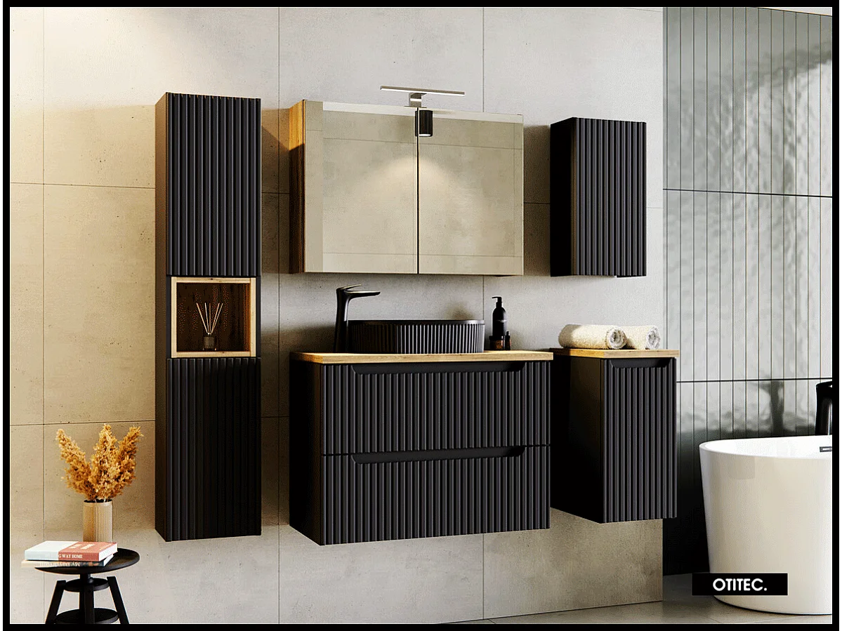 Meuble sous vasque de 30 cm - Noir - 1 porte - VOLTA