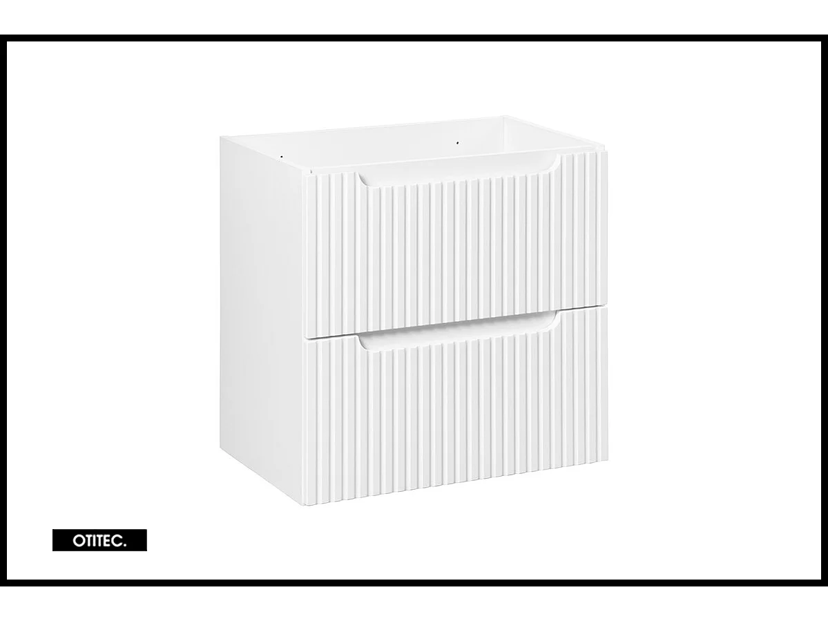 Meuble sous vasque de 60 cm - Blanc - 2 tiroirs - VOLTA