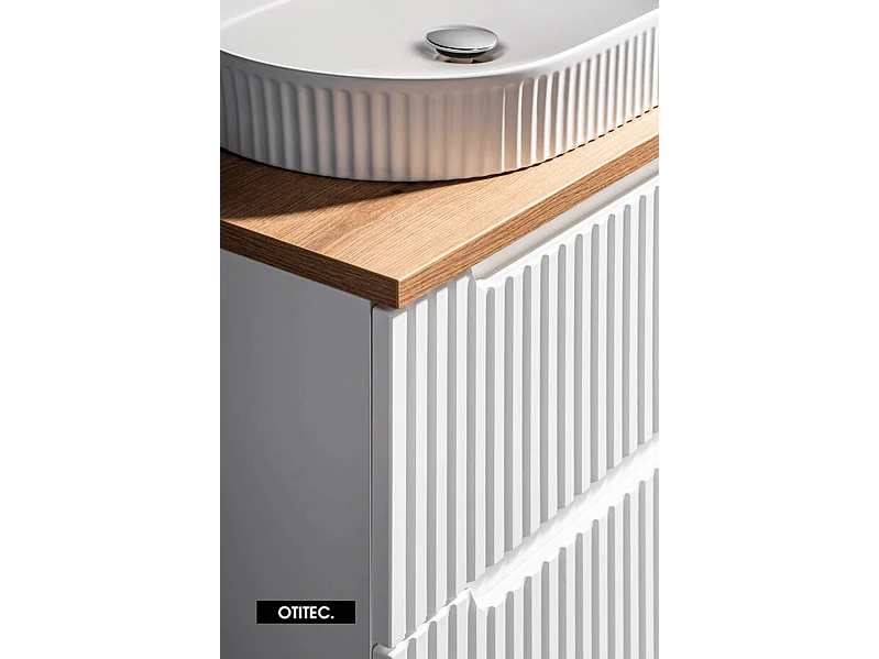 Meuble sous vasque de 60 cm - Blanc - 2 tiroirs - VOLTA