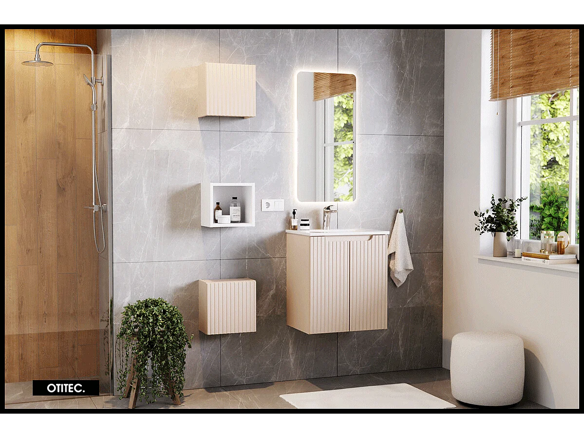 Meuble sous vasque de 50 cm - Cachemire Mat - 2 portes - VOLTA