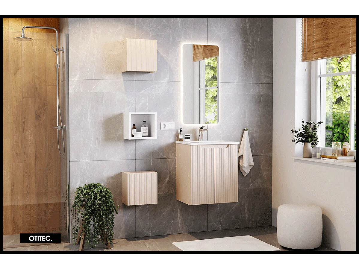 Meuble sous vasque de 50 cm - Cachemire Mat - 2 portes - VOLTA