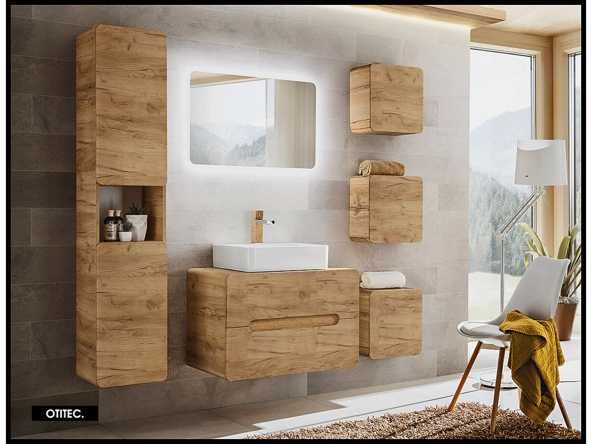 Meuble sous vasque de 80 cm - Oak - 2 tiroirs - PASTI