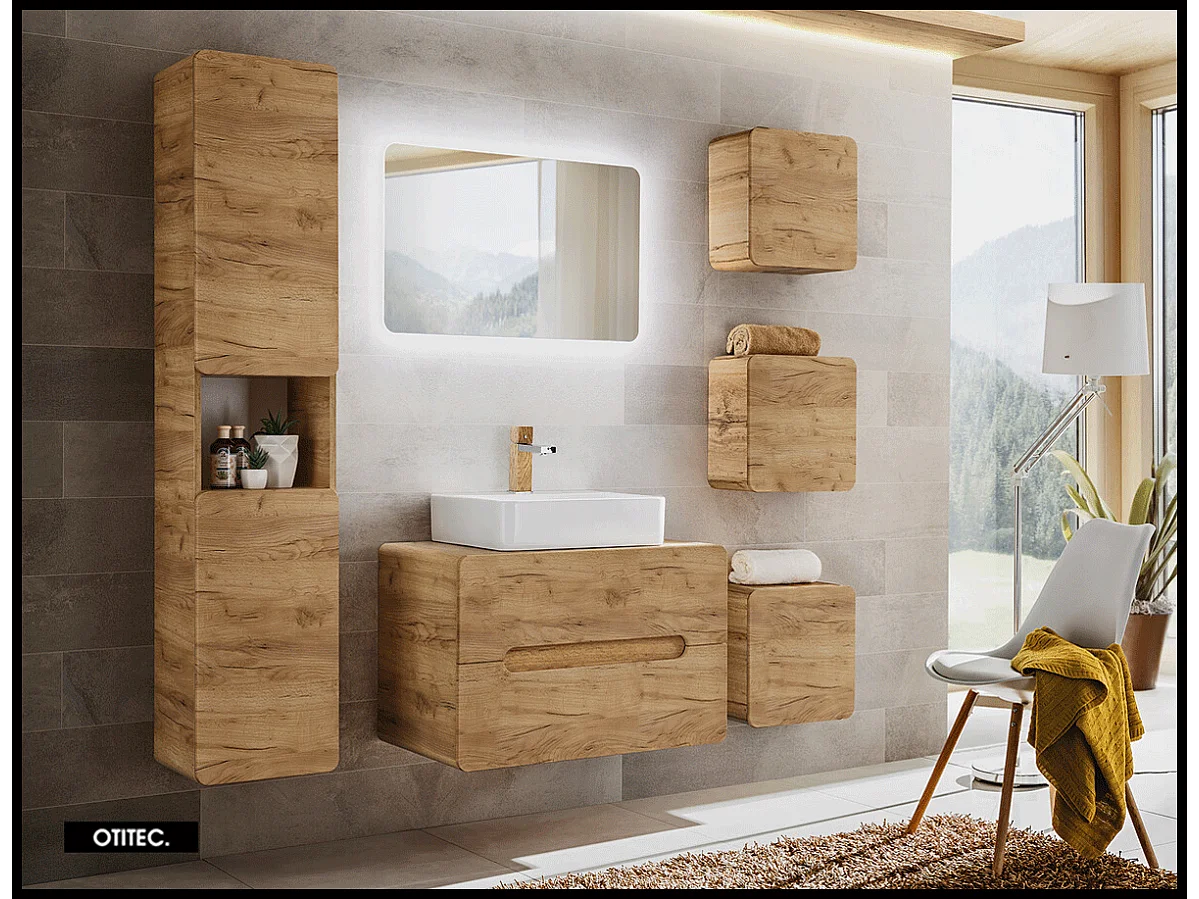 Meuble sous vasque de 80 cm - Oak - 2 tiroirs - PASTI