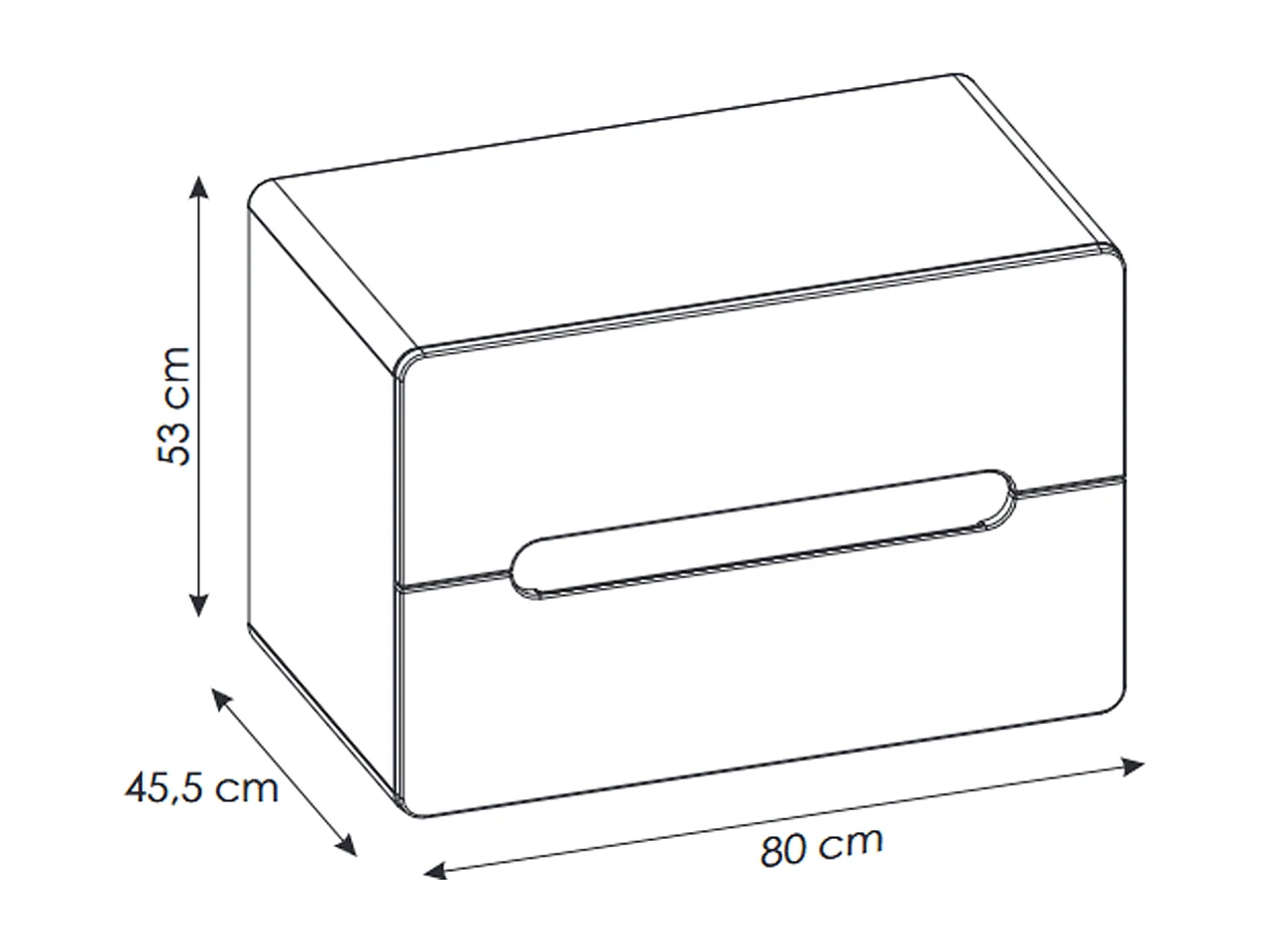 Meuble sous vasque de 80 cm - Oak - 2 tiroirs - PASTI