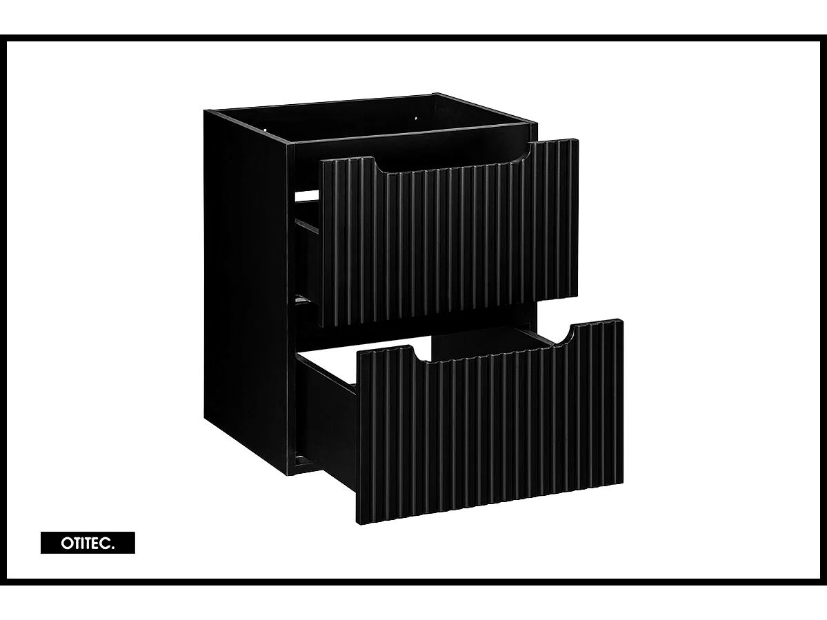 Meuble sous vasque de 50 cm - Noir - 2 tiroirs - VOLTA