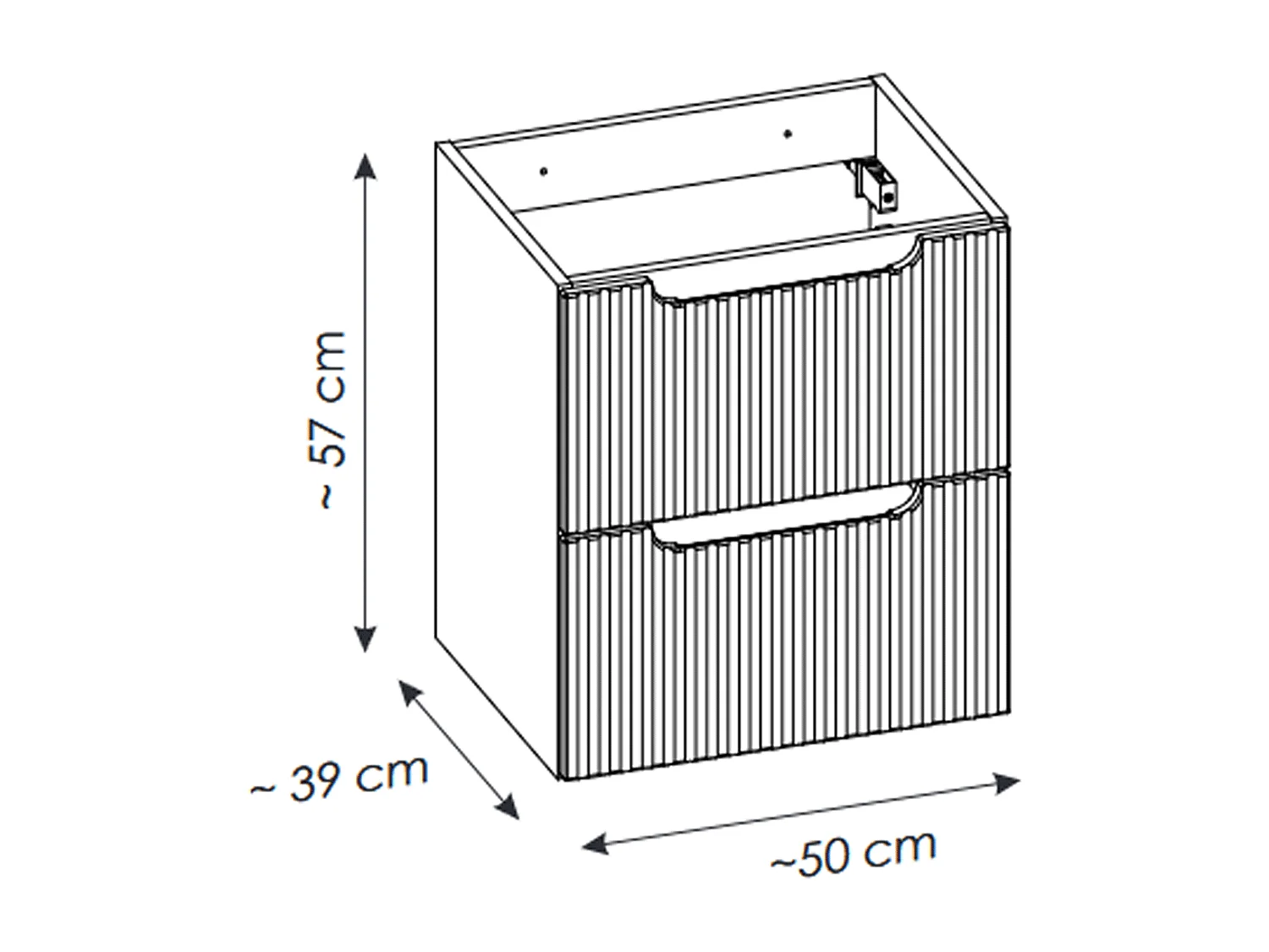 Meuble sous vasque de 50 cm - Noir - 2 tiroirs - VOLTA