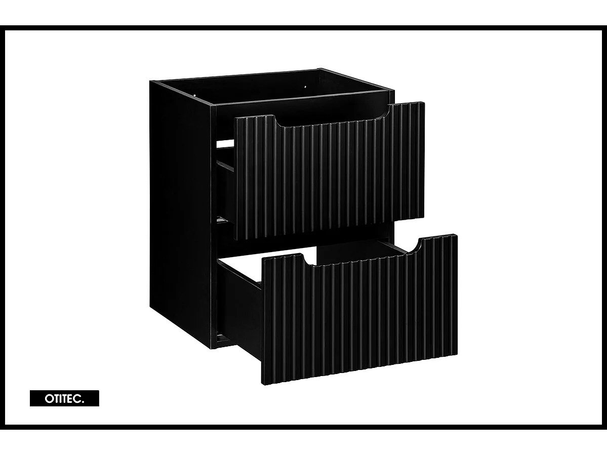 Meuble sous vasque de 50 cm - Noir - 2 tiroirs - VOLTA