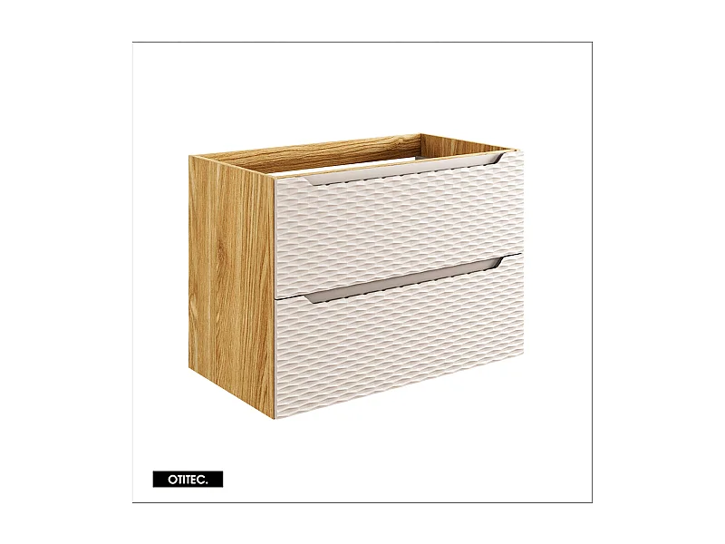 Meuble sous vasque de 80 cm - Beige - 2 tiroirs - SEA