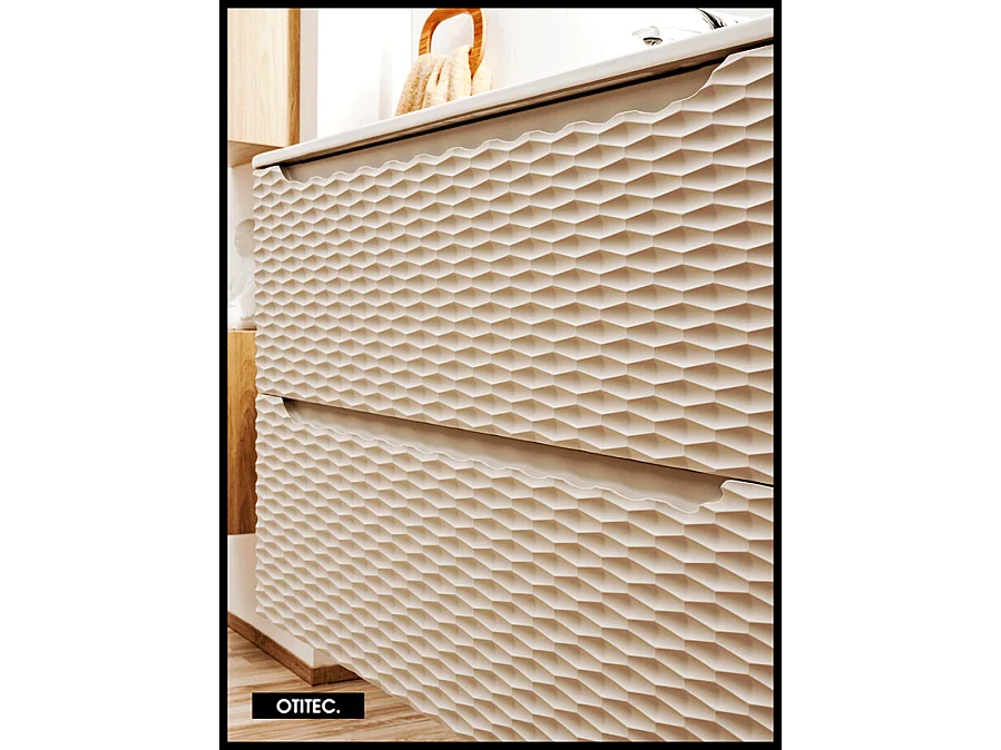Meuble sous vasque de 80 cm - Beige - 2 tiroirs - SEA