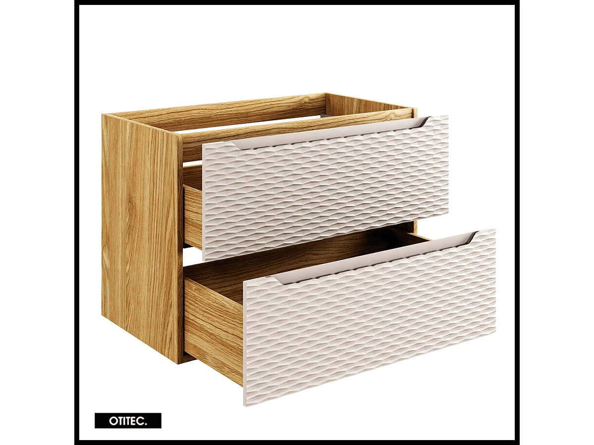 Meuble sous vasque de 80 cm - Beige - 2 tiroirs - SEA