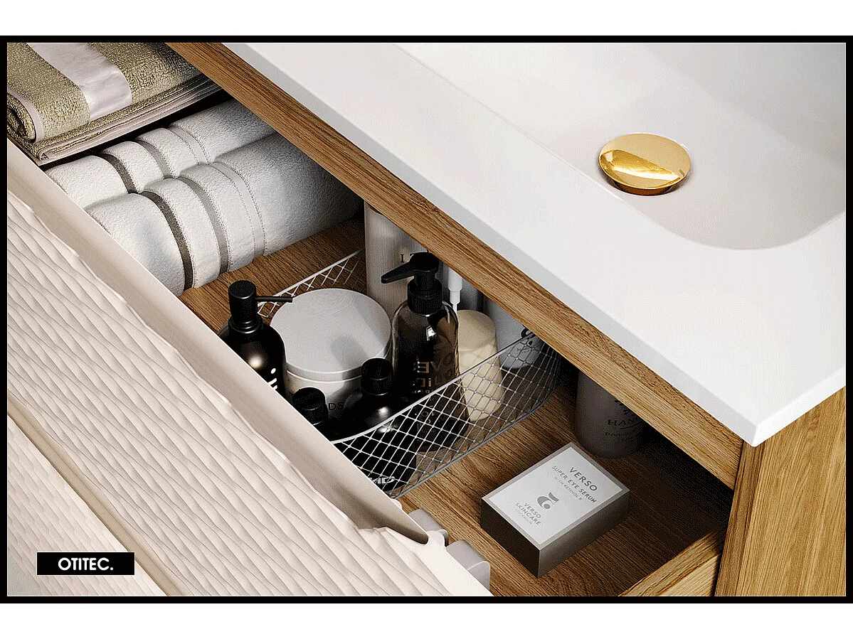 Meuble sous vasque de 80 cm - Beige - 2 tiroirs - SEA