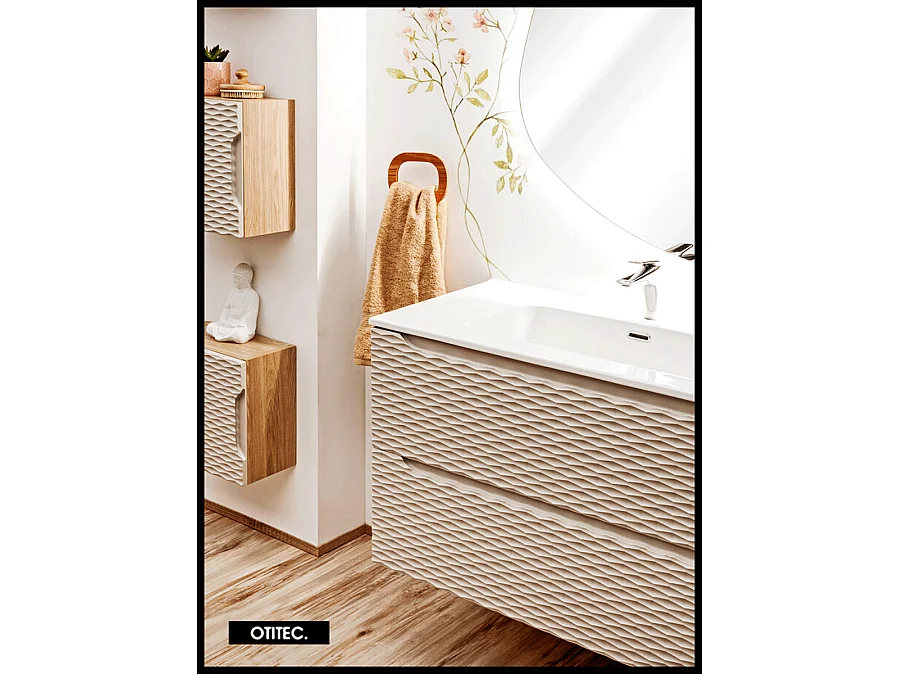 Meuble sous vasque de 80 cm - Beige - 2 tiroirs - SEA