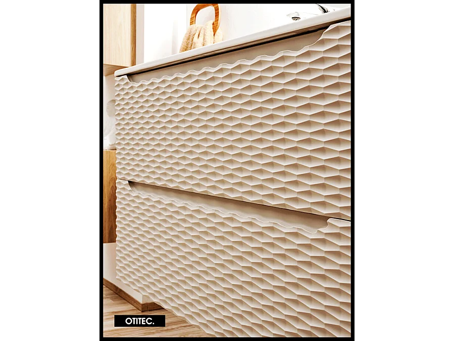 Meuble sous vasque de 80 cm - Beige - 2 tiroirs - SEA