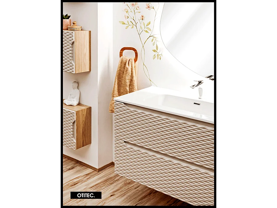 Meuble sous vasque de 80 cm - Beige - 2 tiroirs - SEA